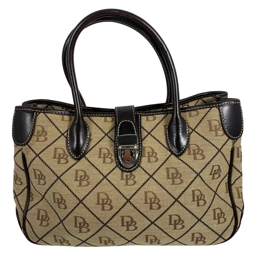EUC Dooney Bourke Signature DB Beige Canvas Double Handle Tote Bag NO STRAP
